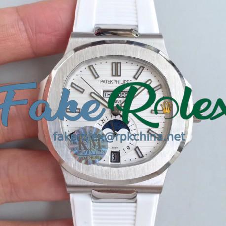 Replica Patek Philippe Nautilus Annual Calendar Moonphase 5726A KM V2 Stainless Steel White Dial Swiss 324 S QA LU 24H/303