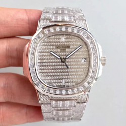 Replica Patek Philippe Nautilus Jumbo 5719/10G-010 DM Stainless Steel & Diamonds Diamond Dial Swiss 324SC