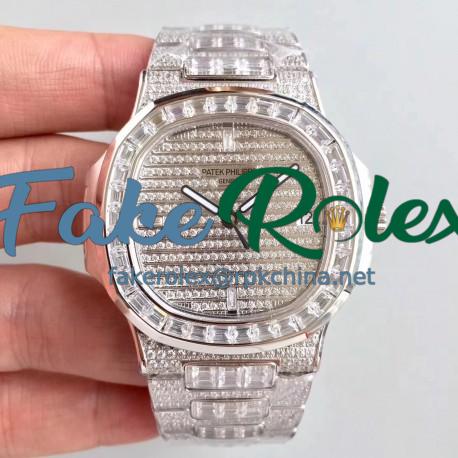 Replica Patek Philippe Nautilus Jumbo 5719/10G-010 DM Stainless Steel & Diamonds Diamond Dial Swiss 324SC