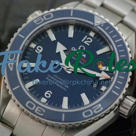 Replica Omega Seamaster Planet Ocean 45MM Stainless Steel Blue Dial Swiss 8500