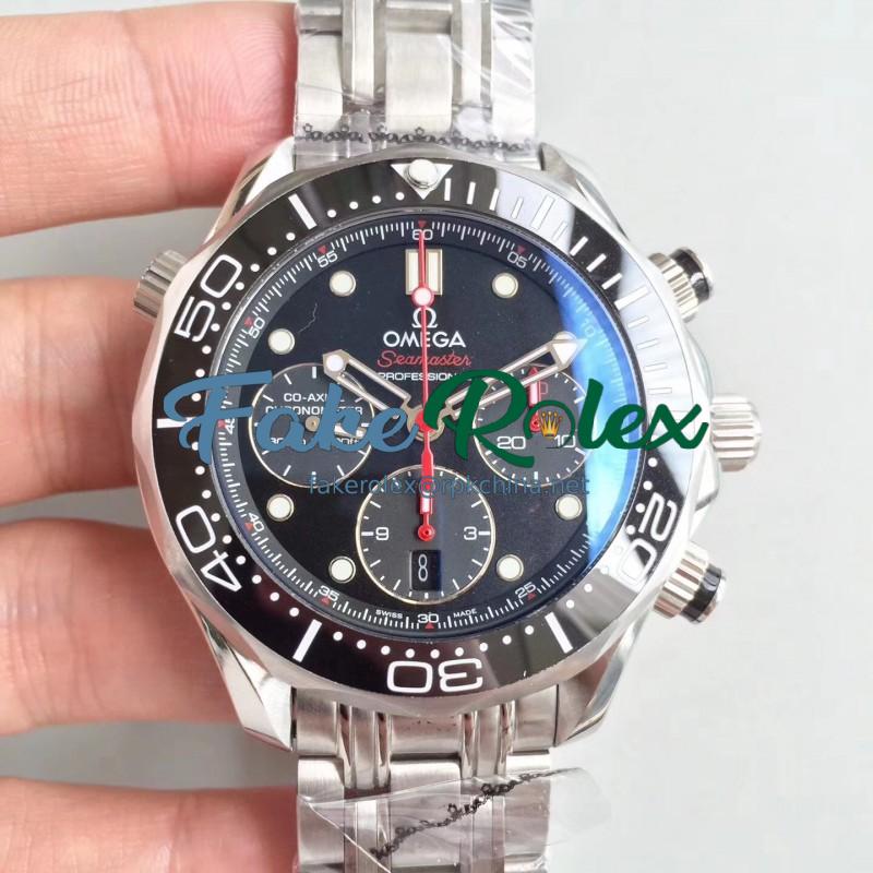 Replica Omega Seamaster Diver 300M Co-Axial Chronograph 44MM 212.32.44.50.01.001 OM Stainless Steel Black Dial Swiss 7753