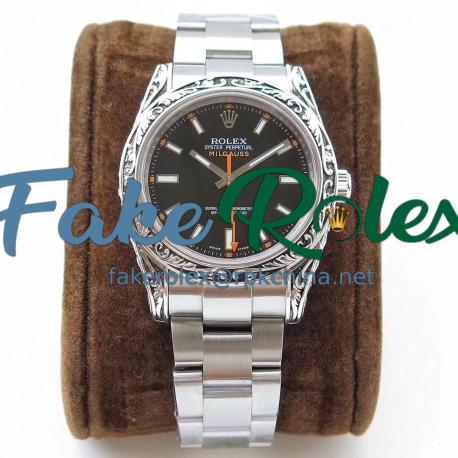 Replica Rolex Milgauss 116400GV GG Stainless Steel Black Dial Swiss 2836-2