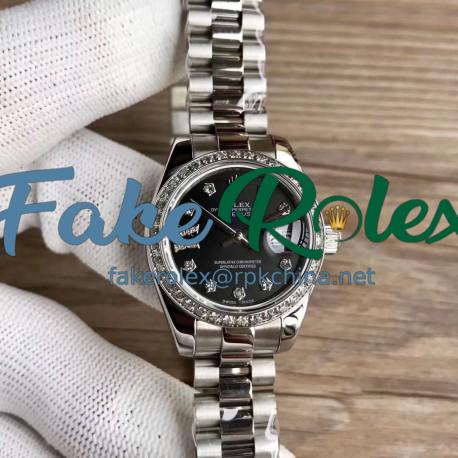 Replica Rolex Lady Datejust 28 279136RBR 28MM WF Stainless Steel & Diamonds Black Dial Swiss 2671