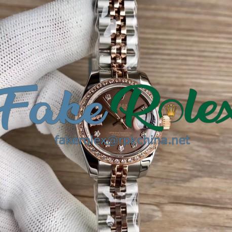 Replica Rolex Lady Datejust 28 279381RBR 28MM WF Stainless Steel & Rose Gold Chocolate Dial Swiss 2671