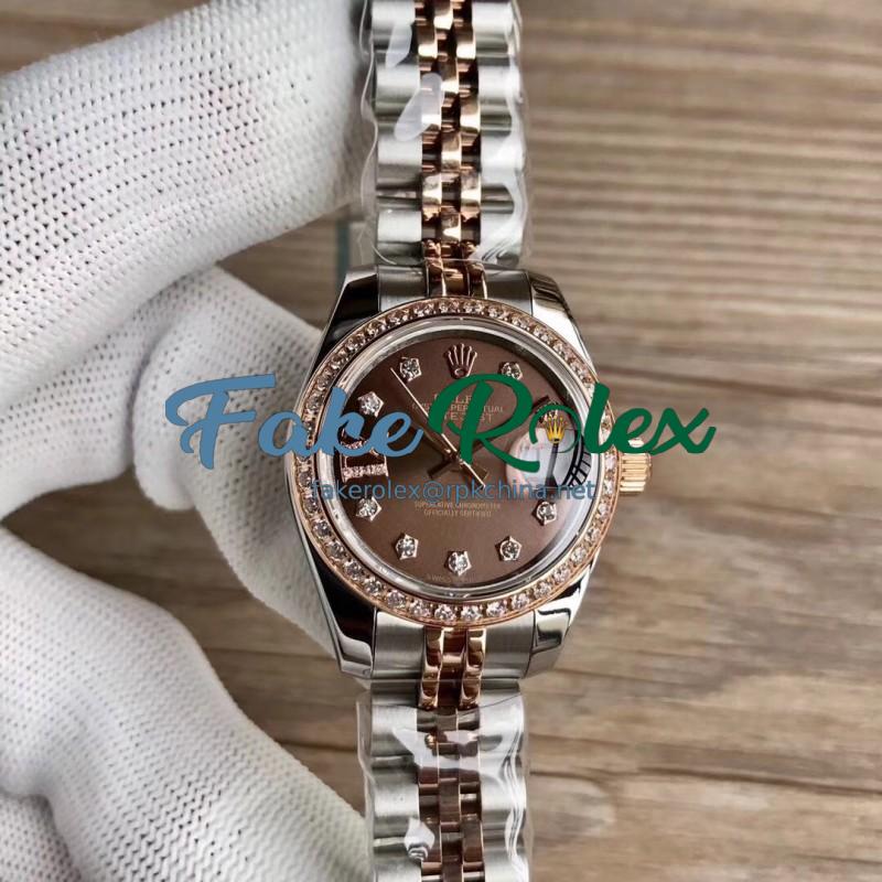 Replica Rolex Lady Datejust 28 279381RBR 28MM WF Stainless Steel & Rose Gold Chocolate Dial Swiss 2671