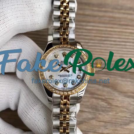 Replica Rolex Lady Datejust 28 279383BR 28MM WF Stainless Steel & Yellow Gold Mother Of Pearl Dial Swiss 2671