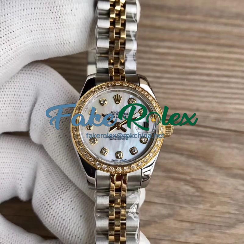 Replica Rolex Lady Datejust 28 279383BR 28MM WF Stainless Steel & Yellow Gold Mother Of Pearl Dial Swiss 2671