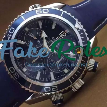 Replica Omega Seamaster Planet Ocean Chronograph 45MM Stainless Steel Blue Dial Swiss 7750