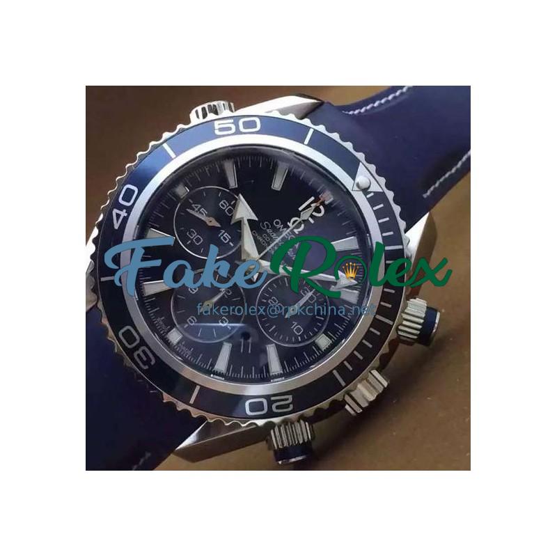 Replica Omega Seamaster Planet Ocean Chronograph 45MM Stainless Steel Blue Dial Swiss 7750