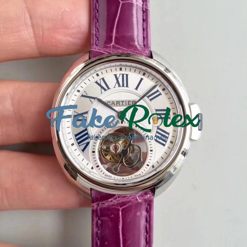 Replica Ballon Bleu De Cartier Flying Tourbillon HPI00716 39MM TF Stainless Steel White Dial Swiss 9452MC