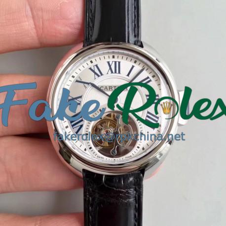 Replica Ballon Bleu De Cartier Flying Tourbillon HPI00716 39MM TF Stainless Steel White Dial Swiss 9452MC