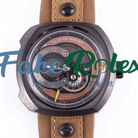 Replica SevenFriday Q2/03 N PVD Brown Dial Miyota 8215