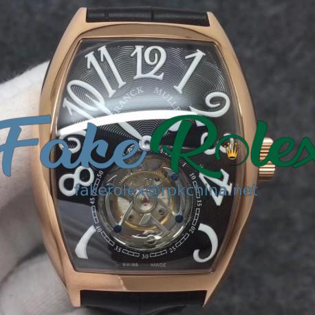 Replica Franck Muller Cintree Curvex Imperial Tourbillon 8880 T FM Rose Gold Black Dial Swiss Tourbillon