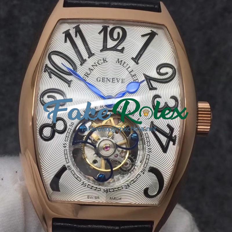 Replica Franck Muller Cintree Curvex Imperial Tourbillon 8880 T FM Rose Gold Silver Dial Swiss Tourbillon