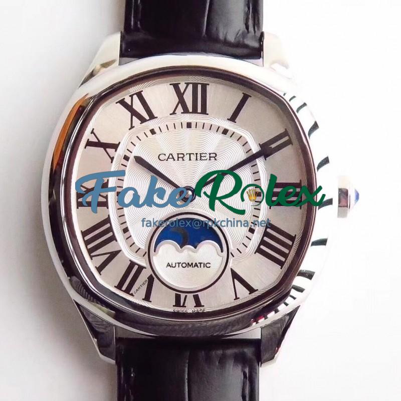 Replica Drive de Cartier Moonphase WSNM0008 N Stainless Steel Silver Dial Swiss 1904-LU MC