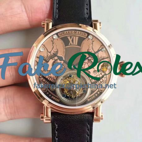 Replica Speake Marin 2002 EQ Rose Gold Gold Skull Dial Swiss Tourbillon