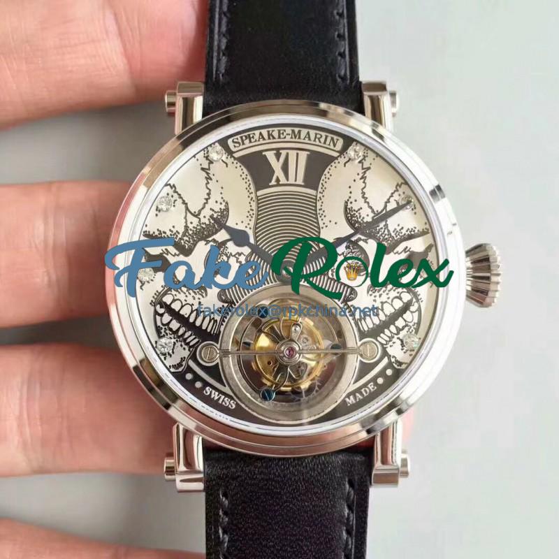 Replica Speake Marin 2002 EQ Stainless Steel White Skull Dial Swiss Tourbillon