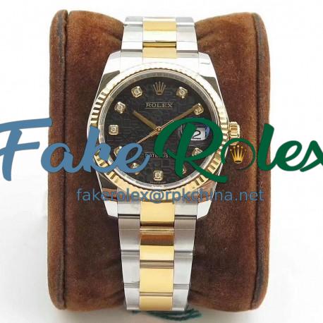 Replica Rolex Datejust 36MM 116234 DJ Stainless Steel 904L & Yellow Gold Black Anniversary Jubilee Dial Swiss 3135