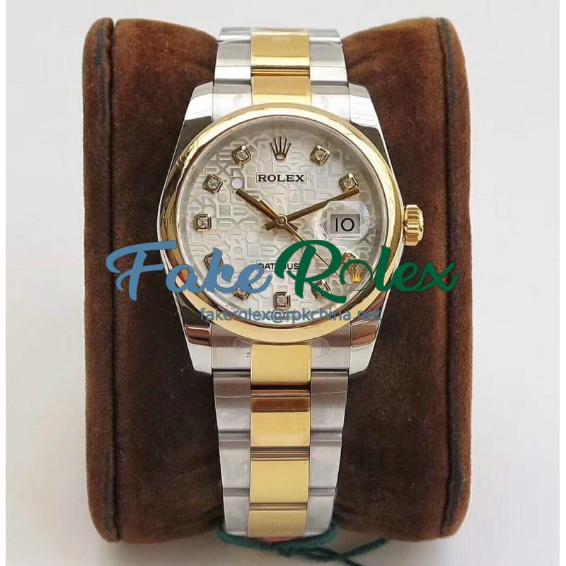 Replica Rolex Datejust 36MM 116234 DJ Stainless Steel 904L & Yellow Gold Silver Anniversary Jubilee Dial Swiss 3135