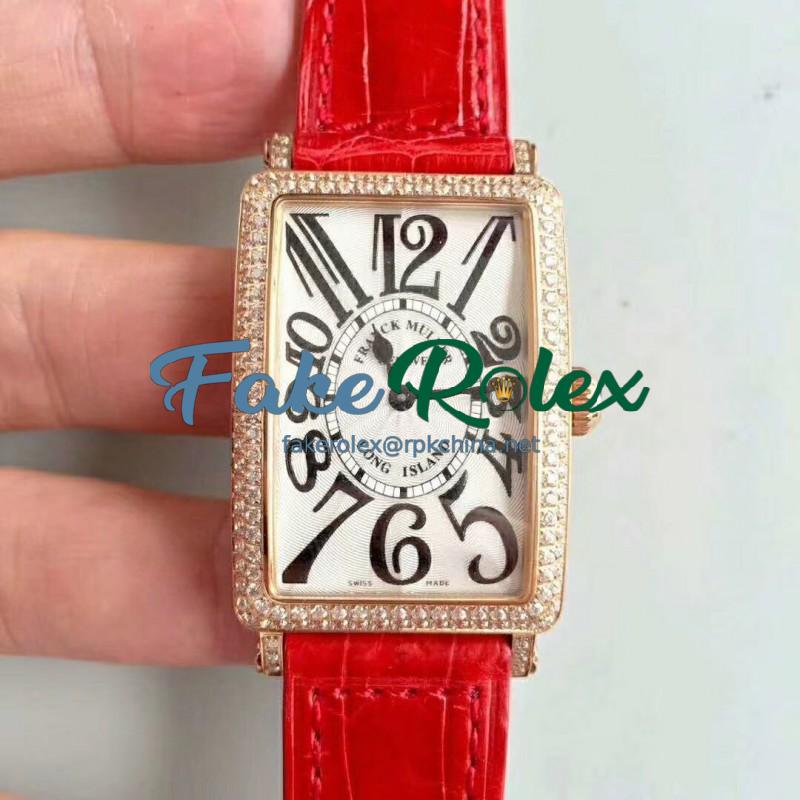 Replica Franck Muller Ladies Long Island 1952 952 QZ D CD GF Rose Gold & Diamonds Silver Dial Swiss Quartz