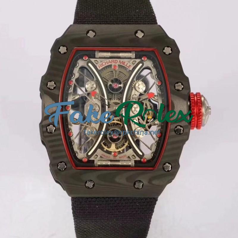 Replica Richard Mille RM53-01 Tourbillon Pablo Mac Donough KV Forged Carbon Skeleton Red Dial M9015