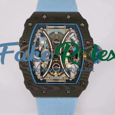 Replica Richard Mille RM53-01 Tourbillon Pablo Mac Donough KV Forged Carbon Skeleton Blue Dial M9015