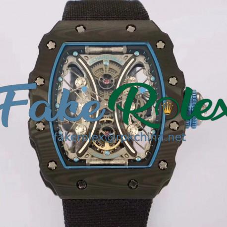 Replica Richard Mille RM53-01 Tourbillon Pablo Mac Donough KV Forged Carbon Skeleton Blue Dial M9015