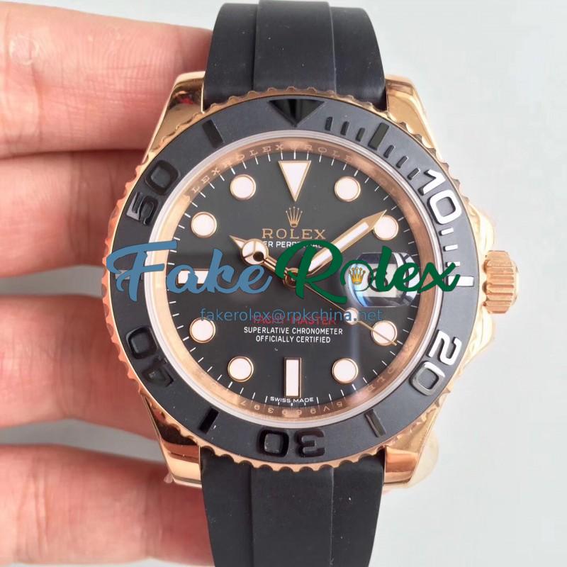 Replica Rolex Yacht-Master 40 116655 AR Rose Gold Black Dial Swiss 3135