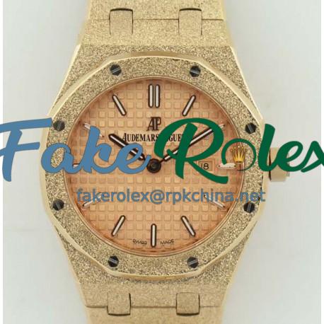 Replica Audemars Piguet Royal Oak Frosted Gold Quartz 33MM 67653 OM Rose Gold Rose Gold Dial Swiss 3132