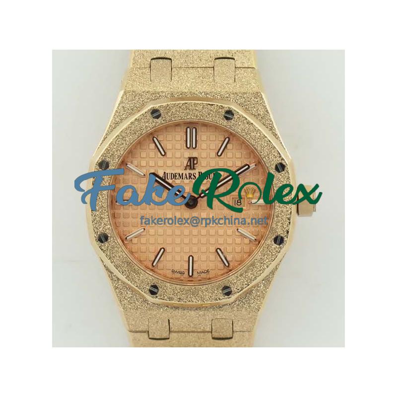 Replica Audemars Piguet Royal Oak Frosted Gold Quartz 33MM 67653 OM Rose Gold Rose Gold Dial Swiss 3132