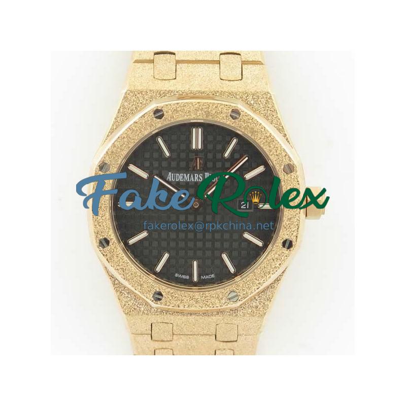 Replica Audemars Piguet Royal Oak Frosted Gold Quartz 33MM 67653 OM Rose Gold Black Dial Swiss 3132