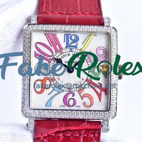 Replica Franck Muller Master Square Ladies 6002 M QZ D  GF Stainless Steel & Diamonds White Dial Swiss Quartz