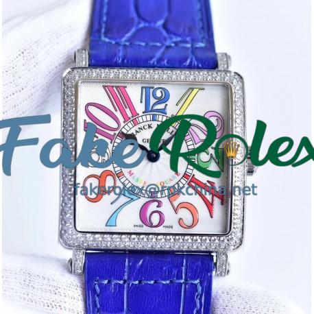 Replica Franck Muller Master Square Ladies 6002 M QZ D  GF Stainless Steel & Diamonds White Dial Swiss Quartz