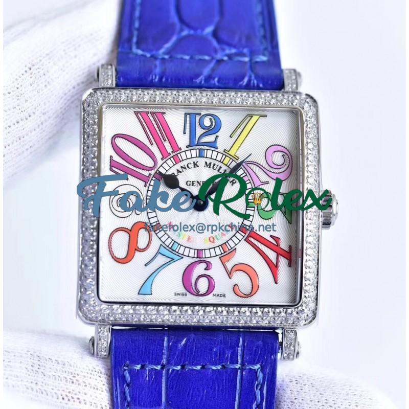 Replica Franck Muller Master Square Ladies 6002 M QZ D  GF Stainless Steel & Diamonds White Dial Swiss Quartz