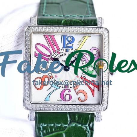 Replica Franck Muller Master Square Ladies 6002 M QZ D  GF Stainless Steel & Diamonds White Dial Swiss Quartz