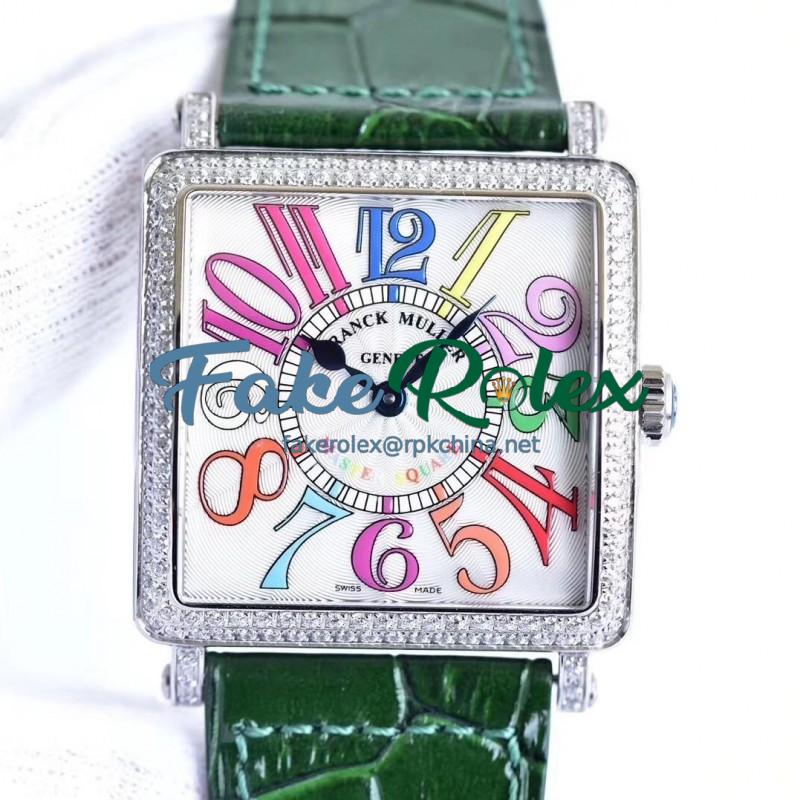 Replica Franck Muller Master Square Ladies 6002 M QZ D  GF Stainless Steel & Diamonds White Dial Swiss Quartz