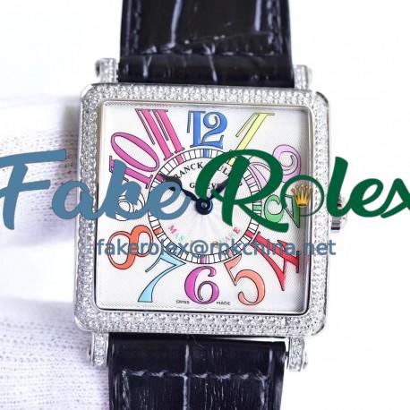 Replica Franck Muller Master Square Ladies 6002 M QZ D  GF Stainless Steel & Diamonds White Dial Swiss Quartz