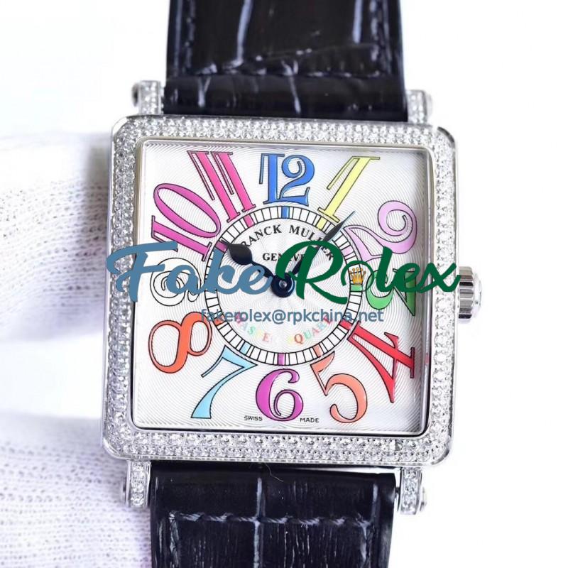 Replica Franck Muller Master Square Ladies 6002 M QZ D  GF Stainless Steel & Diamonds White Dial Swiss Quartz