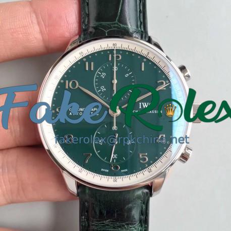 Replica IWC Portugieser Chronograph Edition 150 Years IW371601 YL Stainless Steel Green Dial Swiss 69355