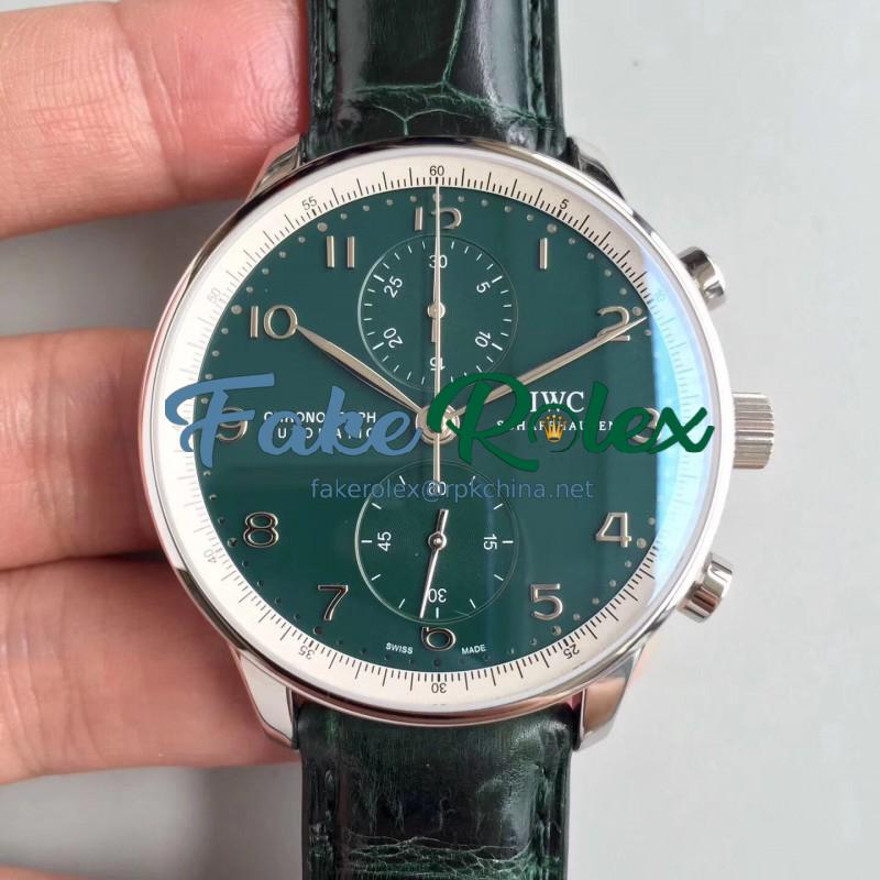 Replica IWC Portugieser Chronograph Edition 150 Years IW371601 YL Stainless Steel Green Dial Swiss 69355