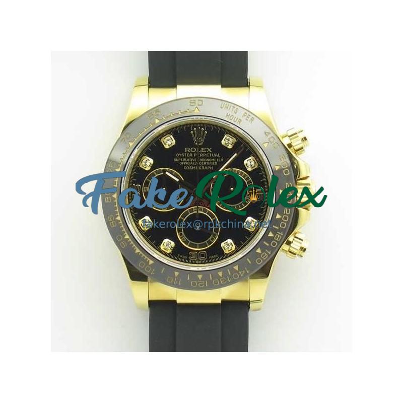 Replica Rolex Daytona Cosmograph 116518LN JH Yellow Gold Black Dial Swiss 4130 Run 6@SEC