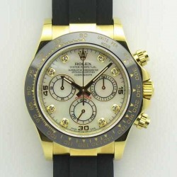 Replica Rolex Daytona Cosmograph 116518LN JH Yellow Gold Mother Of Pearl Dial Swiss 4130 Run 6@SEC