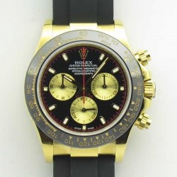 Replica Rolex Daytona Cosmograph 116518LN JH Yellow Gold Black Dial Swiss 4130 Run 6@SEC