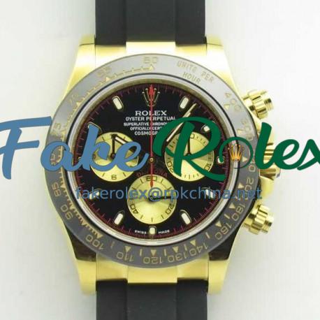 Replica Rolex Daytona Cosmograph 116518LN JH Yellow Gold Black Dial Swiss 4130 Run 6@SEC