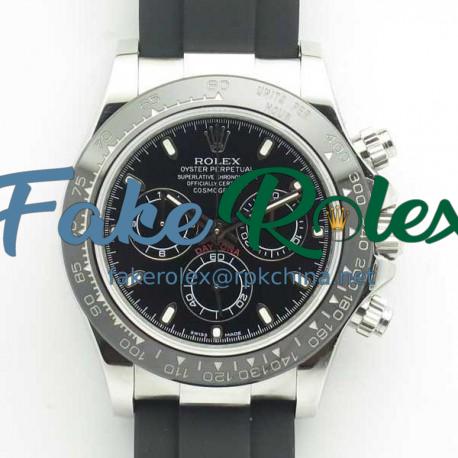 Replica Rolex Daytona Cosmograph 116519LN JH Stainless Steel Black Dial Swiss 4130 Run 6@SEC