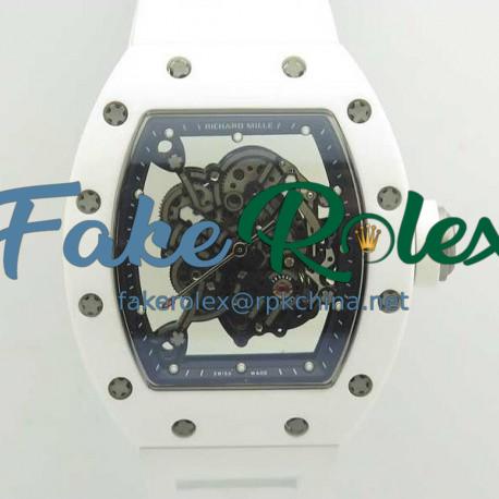 Replica Richard Mille RM055 KV V2 White Ceramic Skeleton Dial M8215