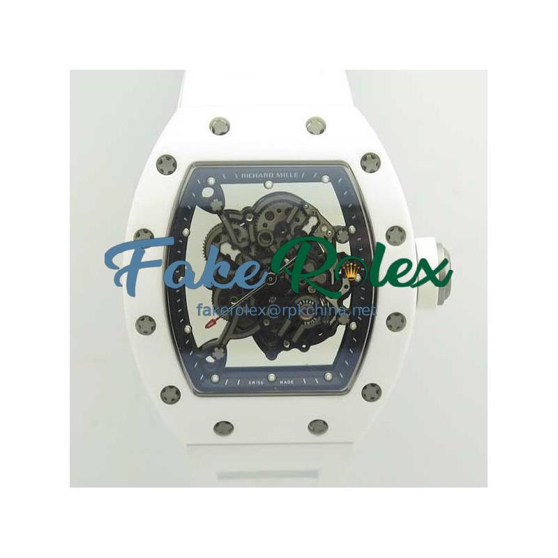 Replica Richard Mille RM055 KV V2 White Ceramic Skeleton Dial M8215