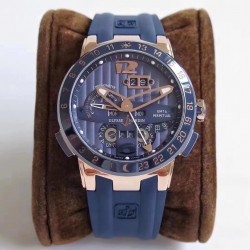 Replica Ulysse Nardin El Toro GMT +/- Perpetual Calendar 326-00 TWA Rose Gold Blue Dial Swiss UN-32