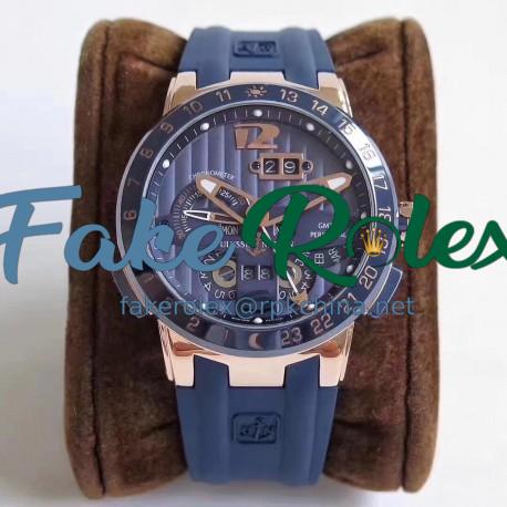 Replica Ulysse Nardin El Toro GMT +/- Perpetual Calendar 326-00 TWA Rose Gold Blue Dial Swiss UN-32