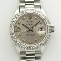 Replica Rolex Lady Datejust 28 279136RBR 28MM BP Stainless Steel & Diamonds Silver Dial Swiss 2671